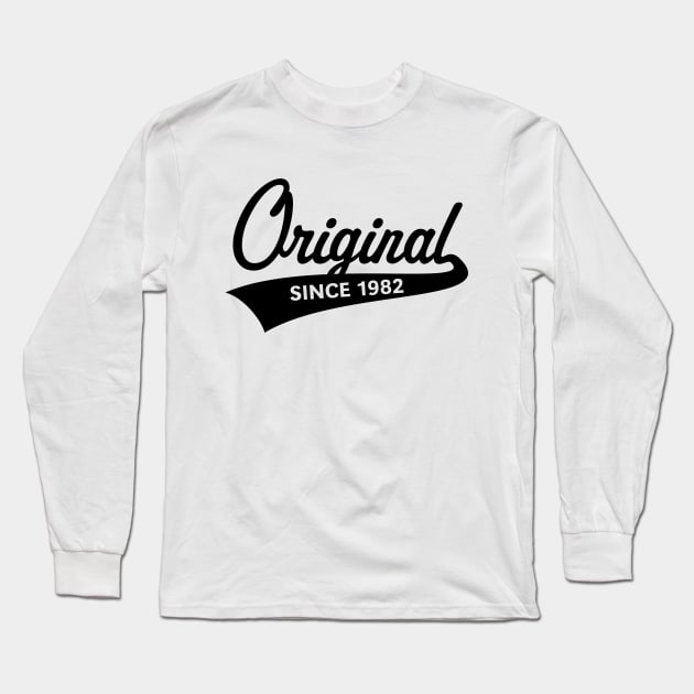 Original Since 1982 (Year Of Birth / Birthday / Black) Long Sleeve T-Shirt by MrFaulbaum